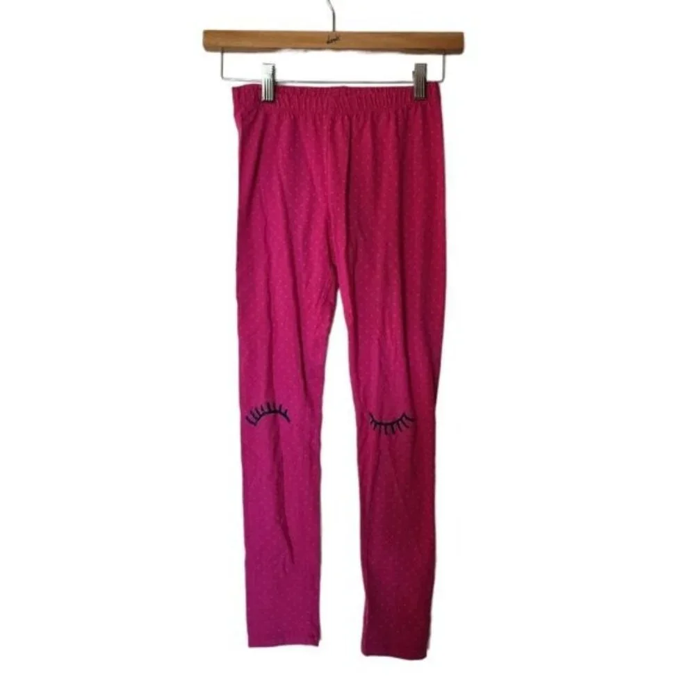 Gymboree Cosmic Club Pink Polka‎ Dot Eyelash Leggings size 10 12 Years Kids Girl